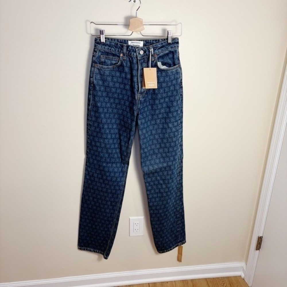 Reformation Jeans Women Blue Cynthia Laser Square High Rise Straight Leg Denim - Picture 4 of 13
